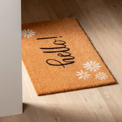 Zerbino 45x75 cm in coir Hello con disegno margherite