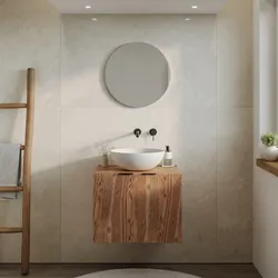 Mobile bagno portalavabo 60 cm 2 ante in legno di acacia effetto cannettato - Maring