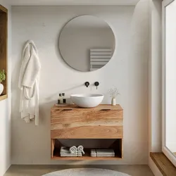 Mobile bagno portalavabo 80 cm cassetto e vano a giorno in legno di acacia effetto cannettato - Maring