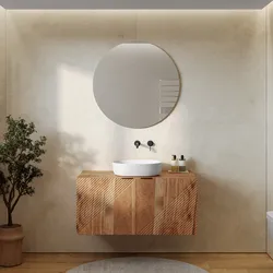 Mobile bagno portalavabo 100 cm 2 ante in legno di acacia effetto cannettato - Maring