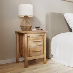 Comodino 40x50h cm con 2 cassetti in legno di mango naturale - Eclisse