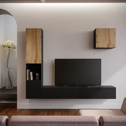 Parete attrezzata sospesa 240 cm rovere e nero opaco cannettato - Ingrid
