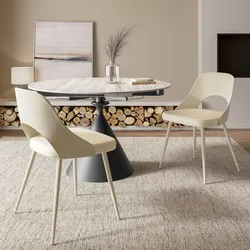 Set 2 sedie in similpelle beige con gambe in metallo - Fritza