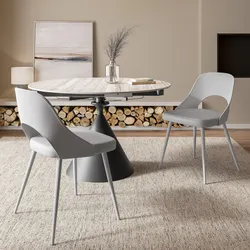 Set 2 sedie in similpelle grigio con gambe in metallo - Fritza