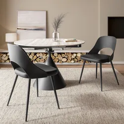 Set 2 sedie in similpelle nero con gambe in metallo - Fritza