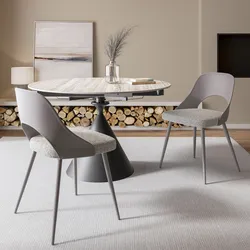Set 2 sedie in tessuto cappuccino con gambe in metallo tortora - Fritza