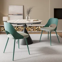 Set 2 sedie in tessuto verde scuro con gambe in metallo verde - Fritza