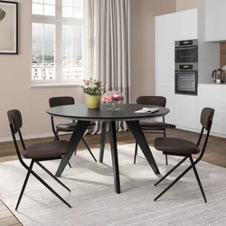 Set 4 sedie in similpelle cioccolato con gambe in metallo nero - Garya