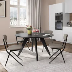 Set 4 sedie in similpelle grigio con gambe in metallo nero - Garya
