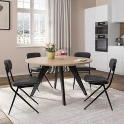 Set 4 sedie in similpelle nera con gambe in metallo nero - Garya