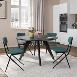 Set 4 sedie in similpelle ottanio con gambe in metallo nero - Garya