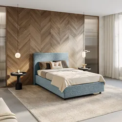 Letto una piazza e mezza contenitore 120x190 cm in tessuto ciniglia cielo sfoderabile - Hatfield