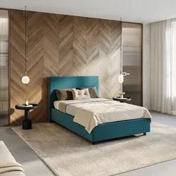 Letto una piazza e mezza contenitore 120x190 cm in velluto blu petrolio sfoderabile - Hatfield