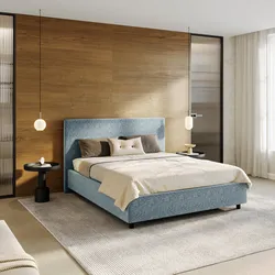 Letto matrimoniale contenitore 160x190 cm in tessuto ciniglia cielo sfoderabile - Hatfield