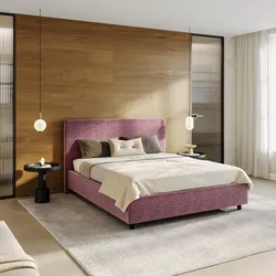 Letto matrimoniale contenitore 160x190 cm in tessuto ciniglia glicine sfoderabile - Hatfield