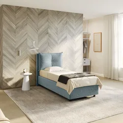 Letto singolo contenitore 80x190 cm in tessuto ciniglia cielo sfoderabile - Priory