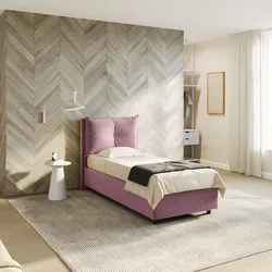 Letto singolo contenitore 80x190 cm in tessuto ciniglia glicine sfoderabile - Priory