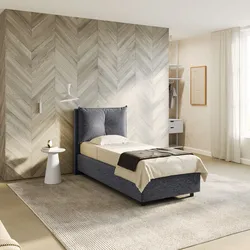 Letto singolo contenitore 80x190 cm in tessuto effetto maglia grigio sfoderabile - Priory