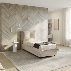 Letto singolo contenitore 80x190 cm in velluto beige sfoderabile - Priory