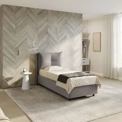 Letto singolo contenitore 80x190 cm in velluto grigio sfoderabile - Priory