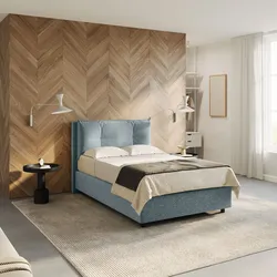 Letto piazza e mezza contenitore 120x190 cm in tessuto ciniglia cielo - Priory