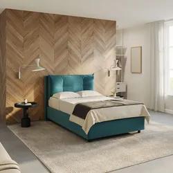 Letto piazza e mezza contenitore 120x190 cm in velluto blu petrolio sfoderabile - Priory