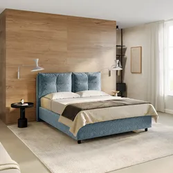Letto matrimoniale contenitore 160x190 cm in tessuto ciniglia cielo sfoderabile - Priory