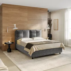 Letto matrimoniale contenitore 160x190 cm in tessuto ciniglia grigio sfoderabile - Priory