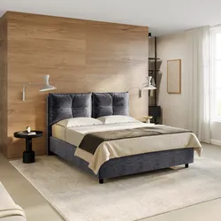 Letto matrimoniale contenitore 160x190 cm in tessuto effetto maglia grigio sfoderabile - Priory
