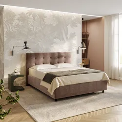 Letto matrimoniale contenitore 160x190 cm in tessuto effetto maglia tortora - Norfolk