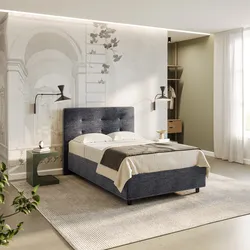 Letto una piazza e mezza contenitore 120x190 cm in tessuto effetto maglia grigio - Norfolk