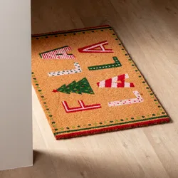Zerbino natalizio 45x75 cm in coir con scritta Falala e disegni
