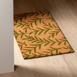 Zerbino 45x75 cm in coir con stampa foglie verdi