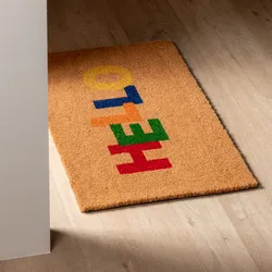 Zerbino 45x75 cm in coir Hello multicolor