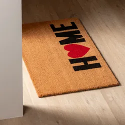 Zerbino 45x75 cm in coir Home e disegno cuore rosso