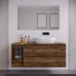 Mobile bagno sospeso 130 cm noce maya con top e toletta reversibile con specchio - Anami