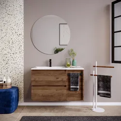 Mobile bagno sospeso 90 cm noce maya con lavabo sx e toletta con specchio - Anami