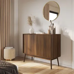 Madia 115x90h cm effetto legno noce con 2 ante scorrevoli - Monsieur