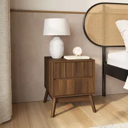 Comodino 40x48h cm effetto legno noce con 2 cassetti - Monsieur
