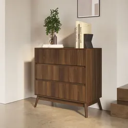 Cassettiera 80x80h cm effetto legno noce con 3 cassetti - Monsieur