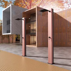 Colonna doccia da esterno 221h cm in acciaio inox 316 rosa corallo - Lukas