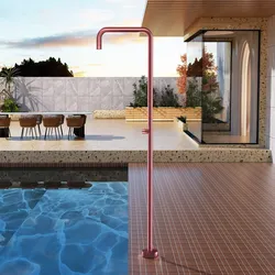 Colonna doccia da esterno 236h cm in acciaio inox 316 rosa corallo - Deyanira