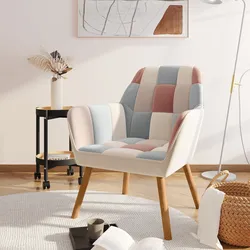 Poltrona scandinava in velluto patchwork multicolor rosa - Copenaghen