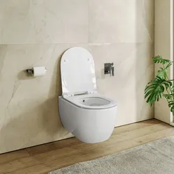 Vaso bidet sospeso in ceramica rimless con copriwc termoindurente softclose - One
