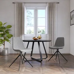 Set 2 sedie girevoli in tessuto effetto maglia grigio con gambe in metallo nero - Moray