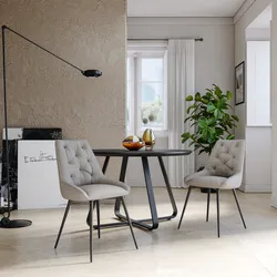 Set 2 sedie in tessuto grigio con gambe in metallo nero e maniglia posteriore - Fraser