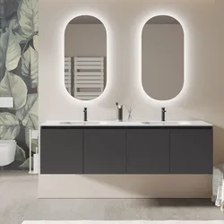 Mobile bagno sospeso 180 cm antracite con 4 ante e lavabo - Cuki
