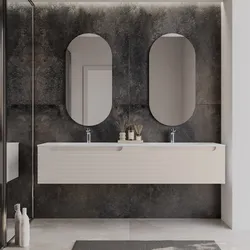 Mobile bagno sospeso 180 cm cashmere con lavabo e specchio - Deck