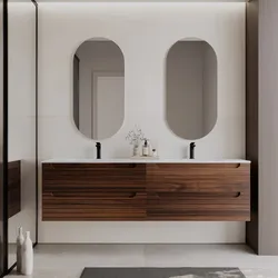 Mobile bagno sospeso 180 cm rovere deciso con 4 cassetti e lavabo con specchio - Deck