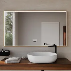 Specchio da bagno 3 led 140x80 cm con luce perimetrale antiappannante e sensore di movimento oro spazzolato - Elevate
